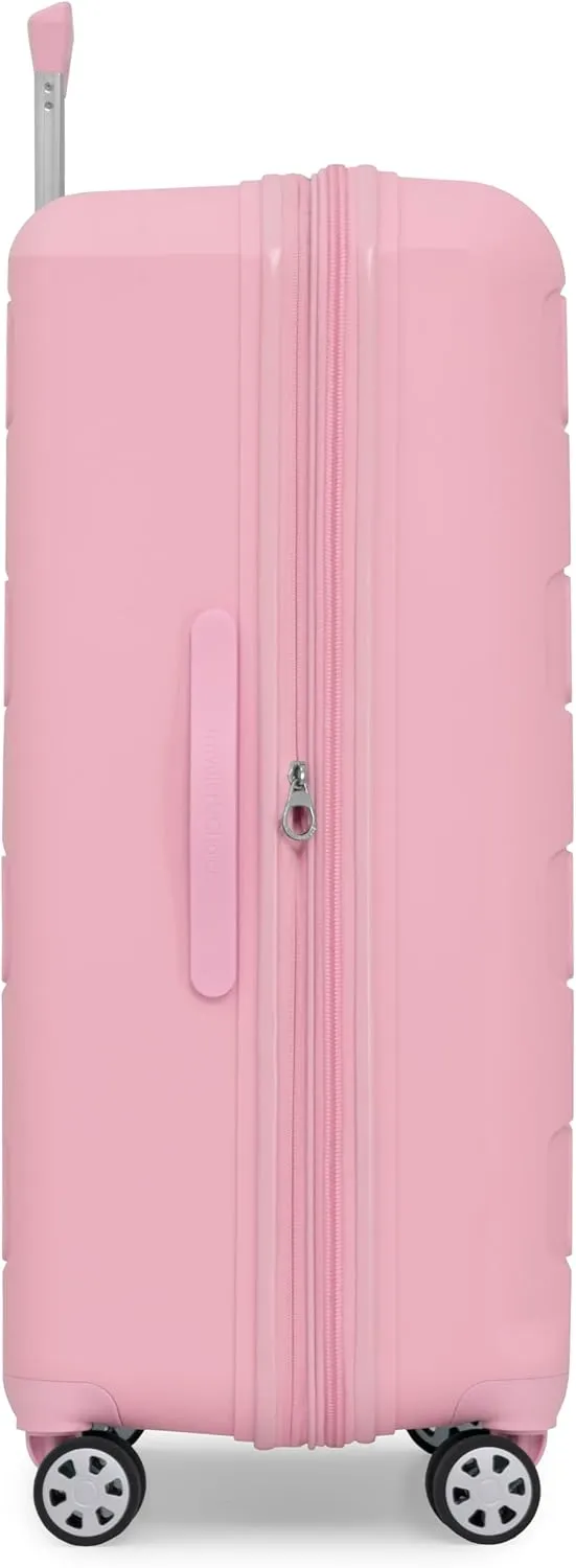 Traveler's Choice Pagosa Indestructible Hardshell Expandable Spinner Luggage, Pink, Check-in Only