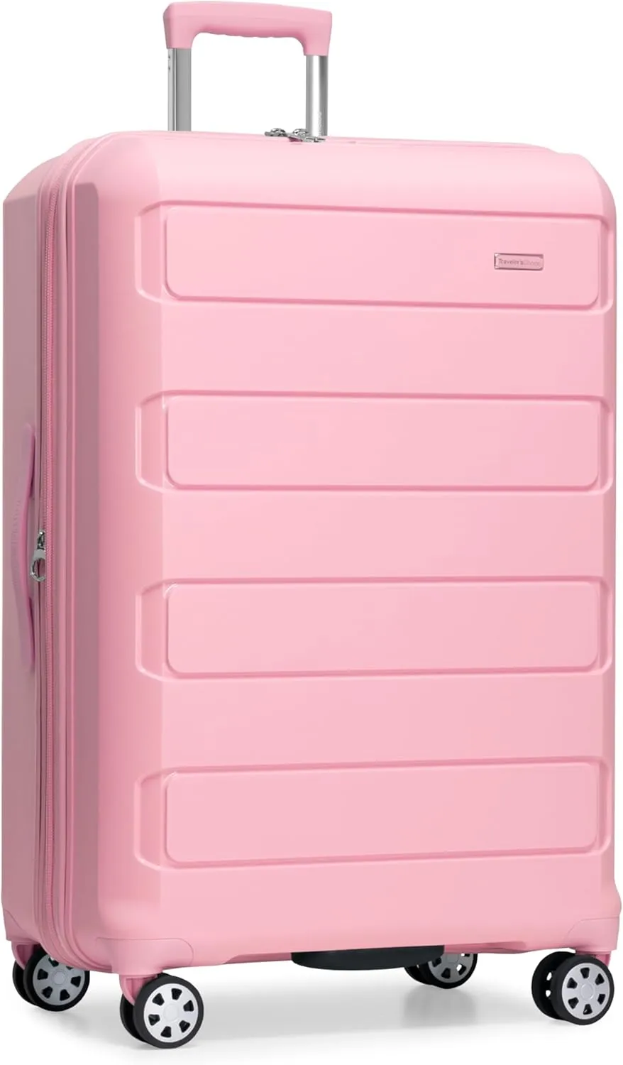 Traveler's Choice Pagosa Indestructible Hardshell Expandable Spinner Luggage, Pink, Check-in Only