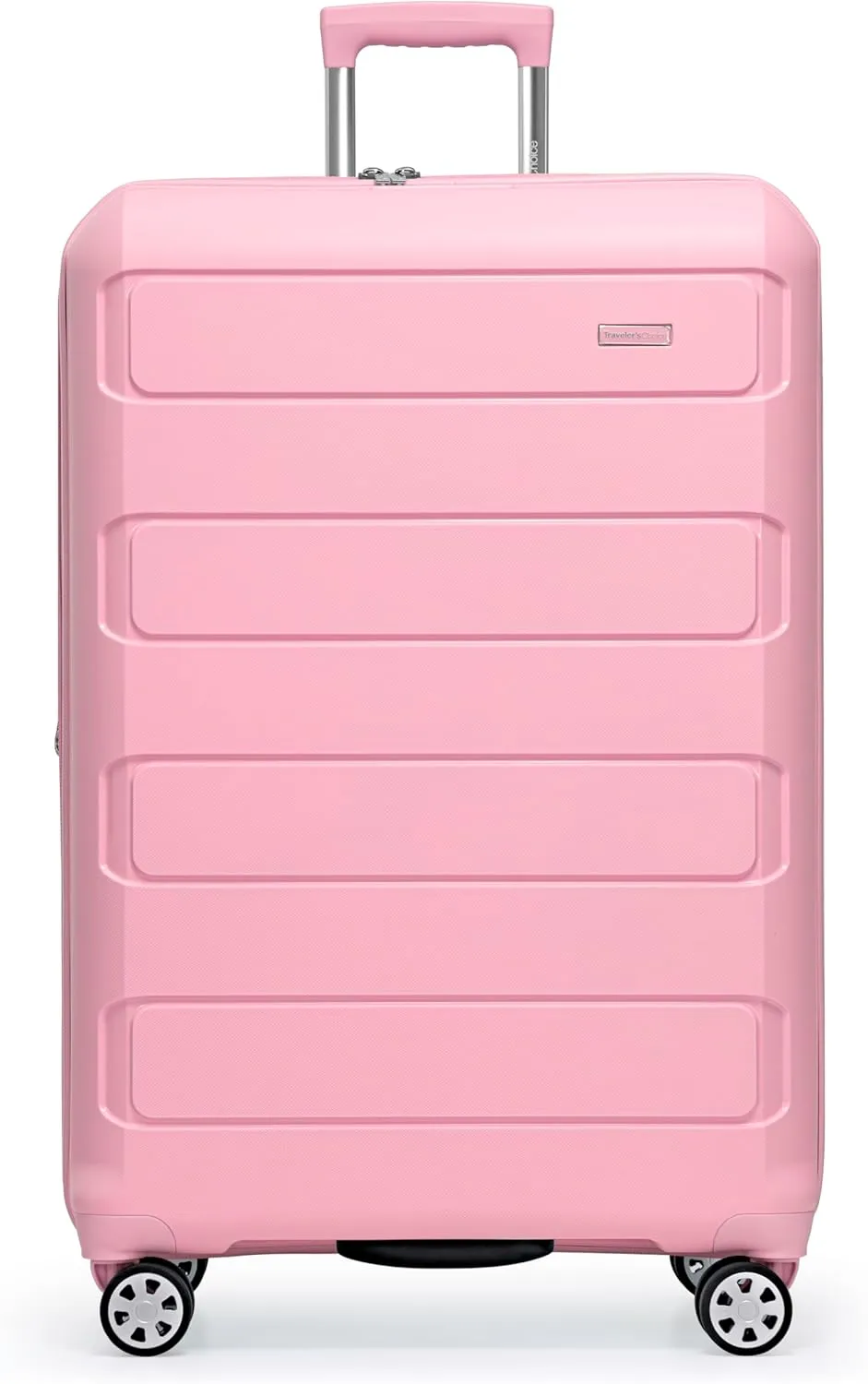 Traveler's Choice Pagosa Indestructible Hardshell Expandable Spinner Luggage, Pink, Check-in Only