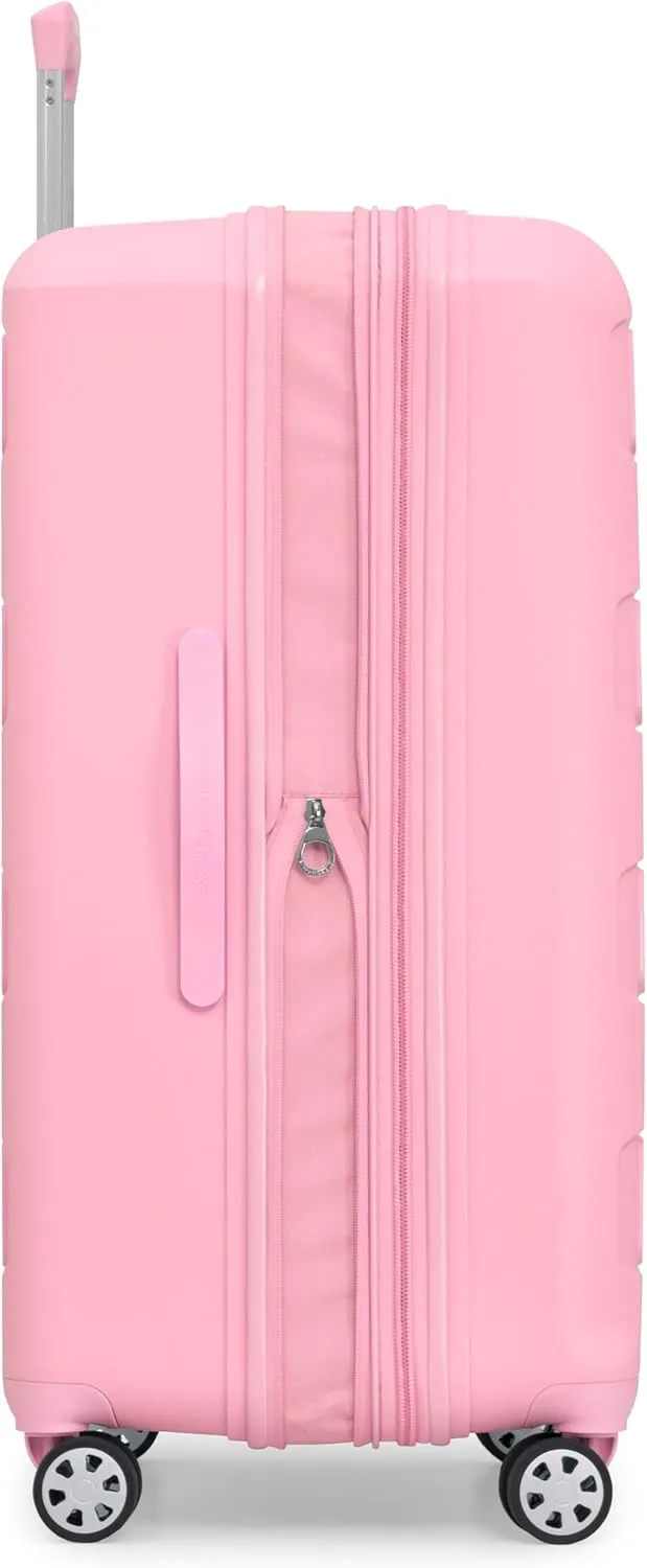 Traveler's Choice Pagosa Indestructible Hardshell Expandable Spinner Luggage, Pink, Check-in Only