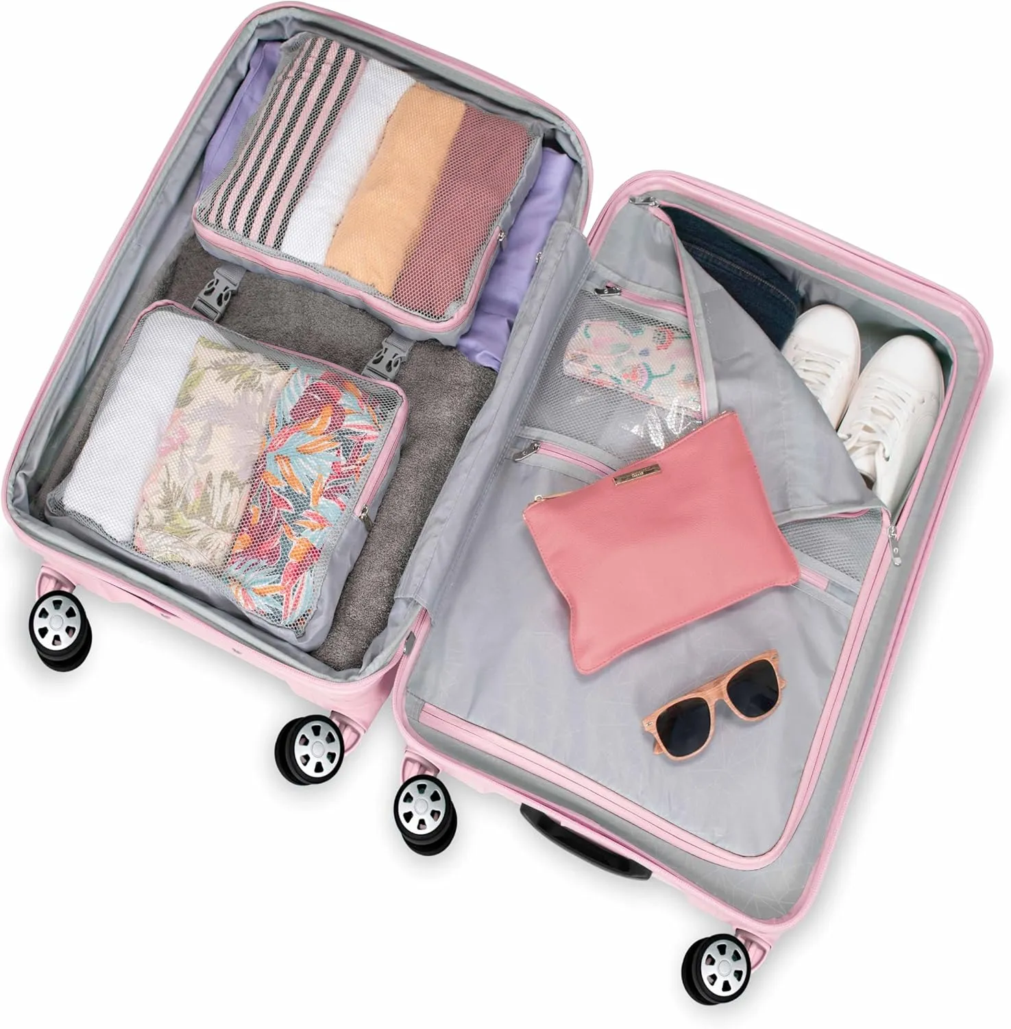 Traveler's Choice Pagosa Indestructible Hardshell Expandable Spinner Luggage, Pink, Check-in Only