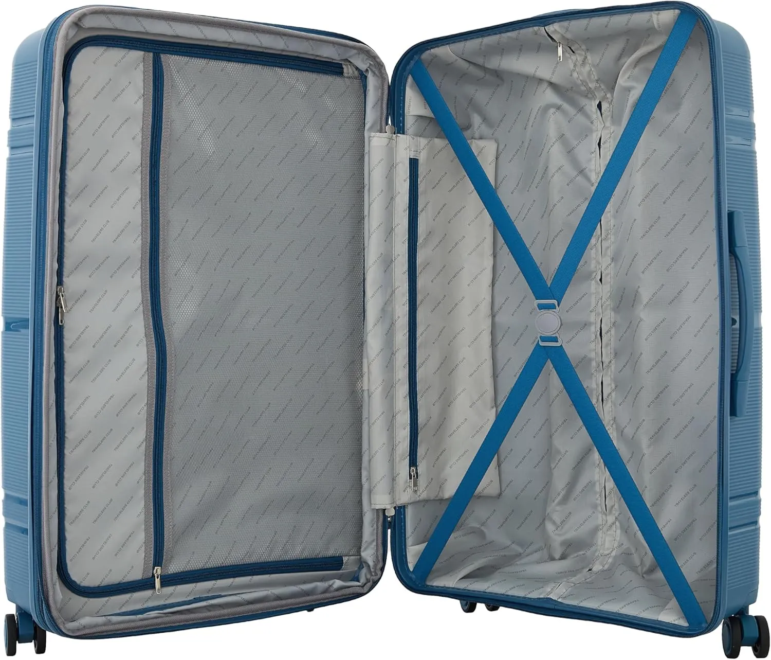Travelers Club Astralnaut Hardside Expandable Spinner Luggage, Bluesteel, 20" Carry-On
