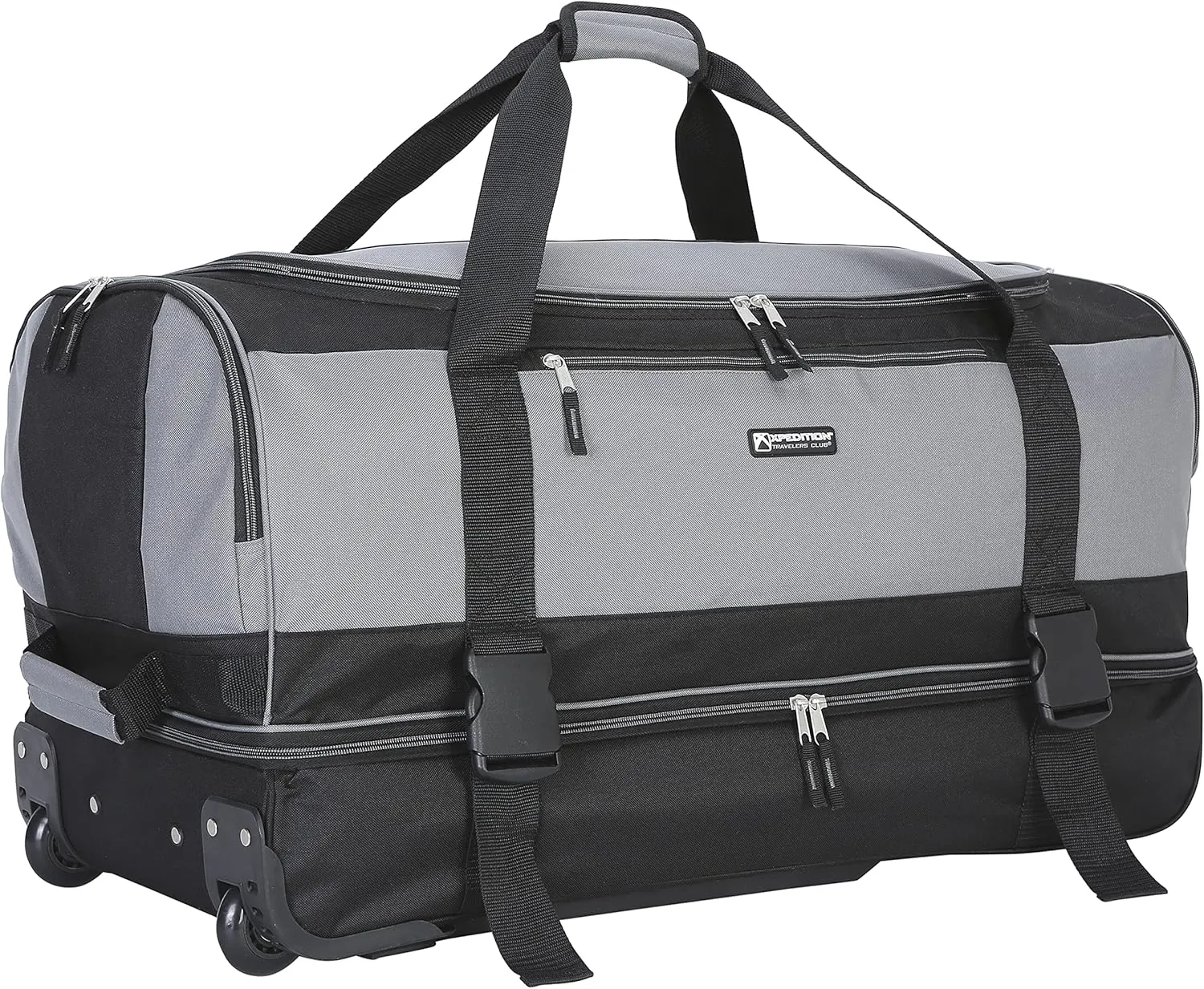 Travelers Club Pinnacle Travel Rolling Duffel Bag, Light Grey, Checked-Large 30-Inch