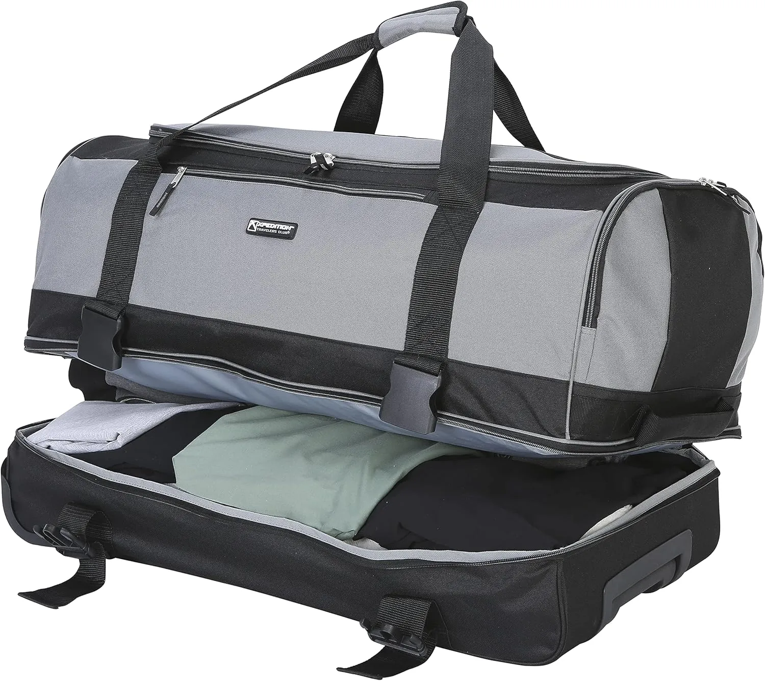 Travelers Club Pinnacle Travel Rolling Duffel Bag, Light Grey, Checked-Large 30-Inch