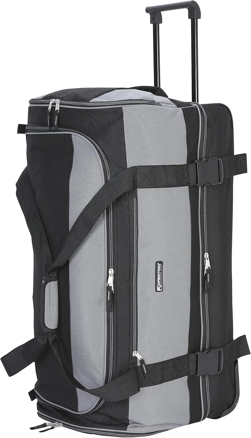 Travelers Club Pinnacle Travel Rolling Duffel Bag, Light Grey, Checked-Large 30-Inch