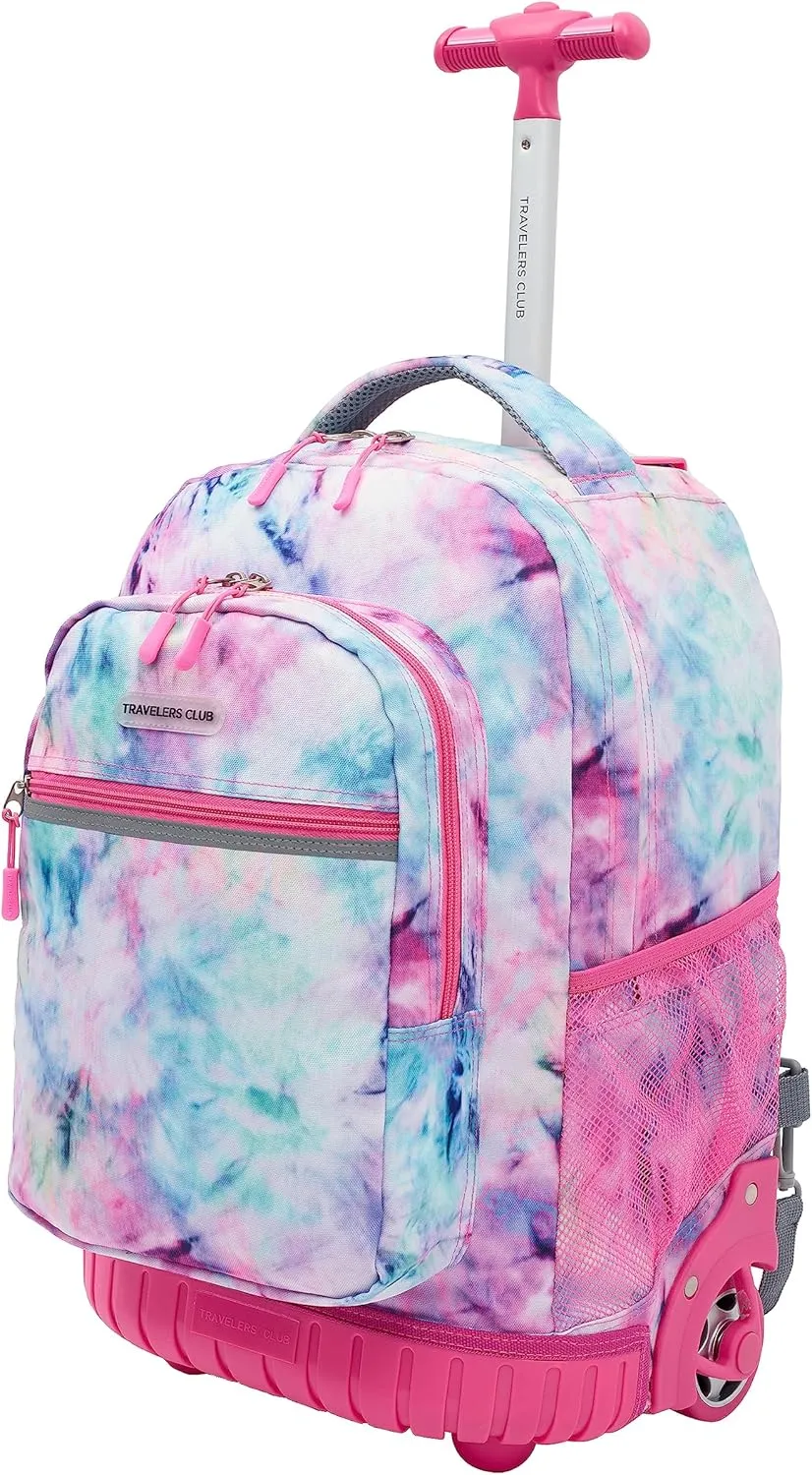 Travelers Club Rolling Backpack, Tie Dye, 18 Inch
