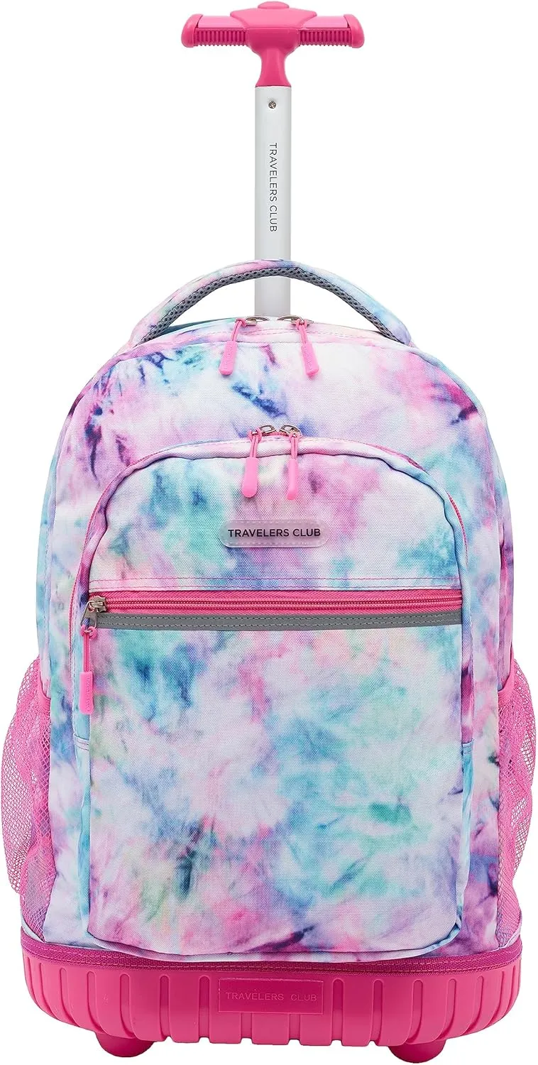 Travelers Club Rolling Backpack, Tie Dye, 18 Inch