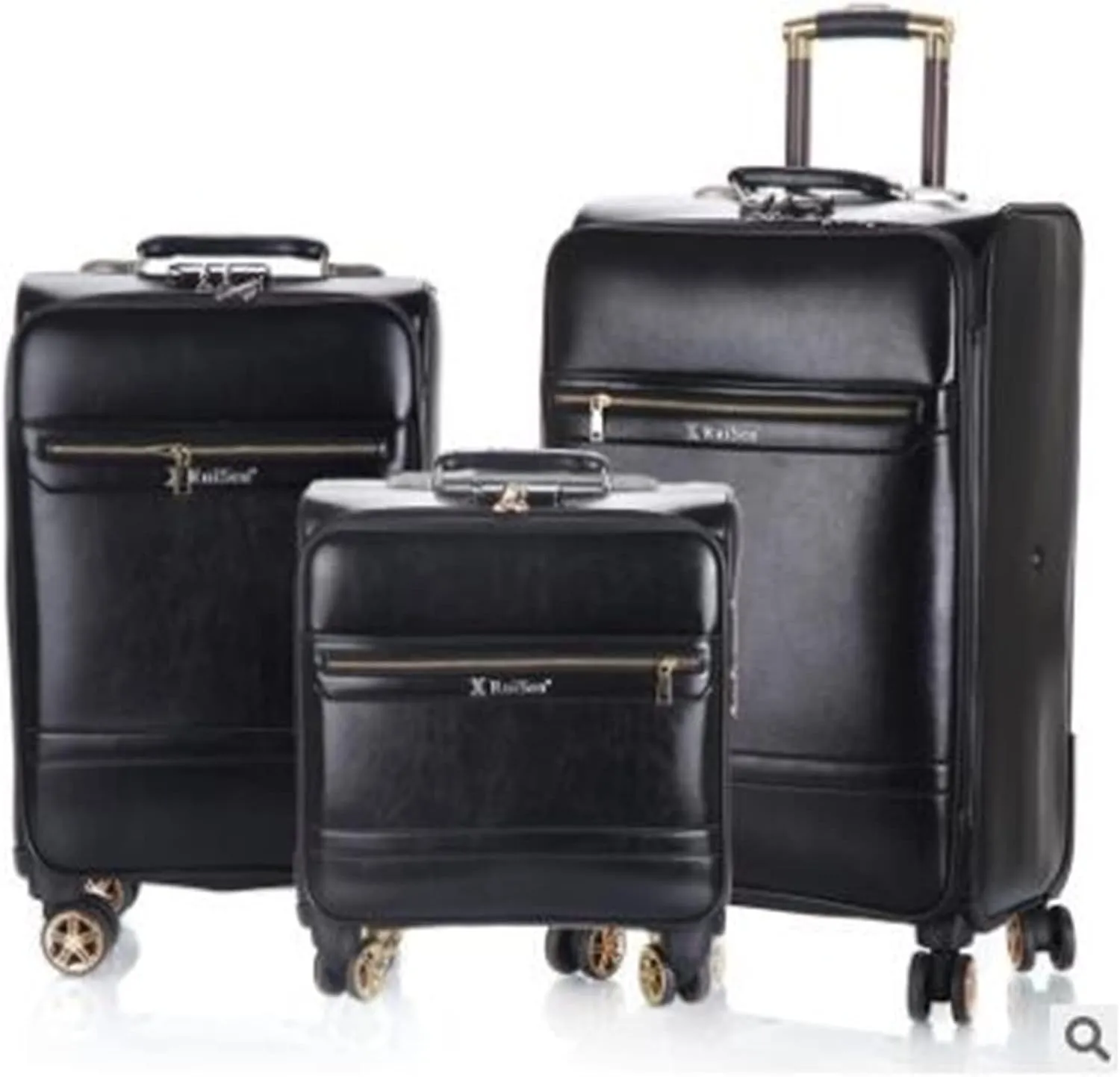 Travelling Luggage 18 Inch 20 Inch Men Suitcase Luggage 24 Trolley Suitcase PU Travel Rolling Baggage Bag On Wheels Travel Wheeled Suitcase Suitcase (Color : Black, Size : 24")