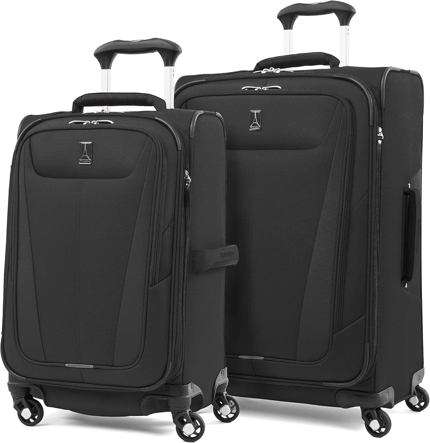 Travelpro Maxlite 5 Softside Expandable Luggage with 4 Spinner Wheels, Lightweight Suitcase, Men and Women, Black, 2-Piece Set (21/25)