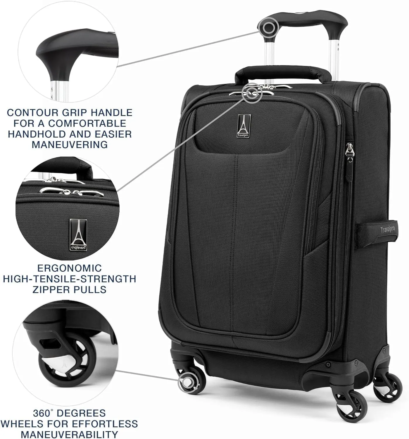 Travelpro Maxlite 5 Softside Expandable Luggage with 4 Spinner Wheels, Lightweight Suitcase, Men and Women, Black, 2-Piece Set (21/25)