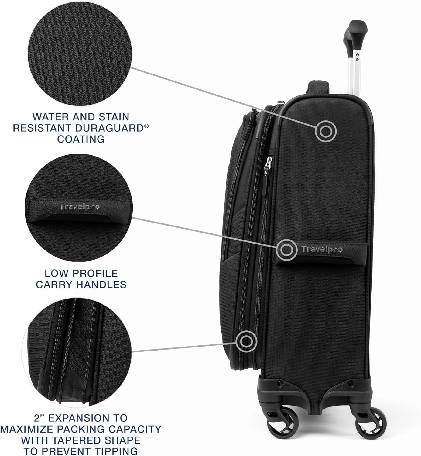 Travelpro Maxlite 5 Softside Expandable Luggage with 4 Spinner Wheels, Lightweight Suitcase, Men and Women, Black, 2-Piece Set (21/25)