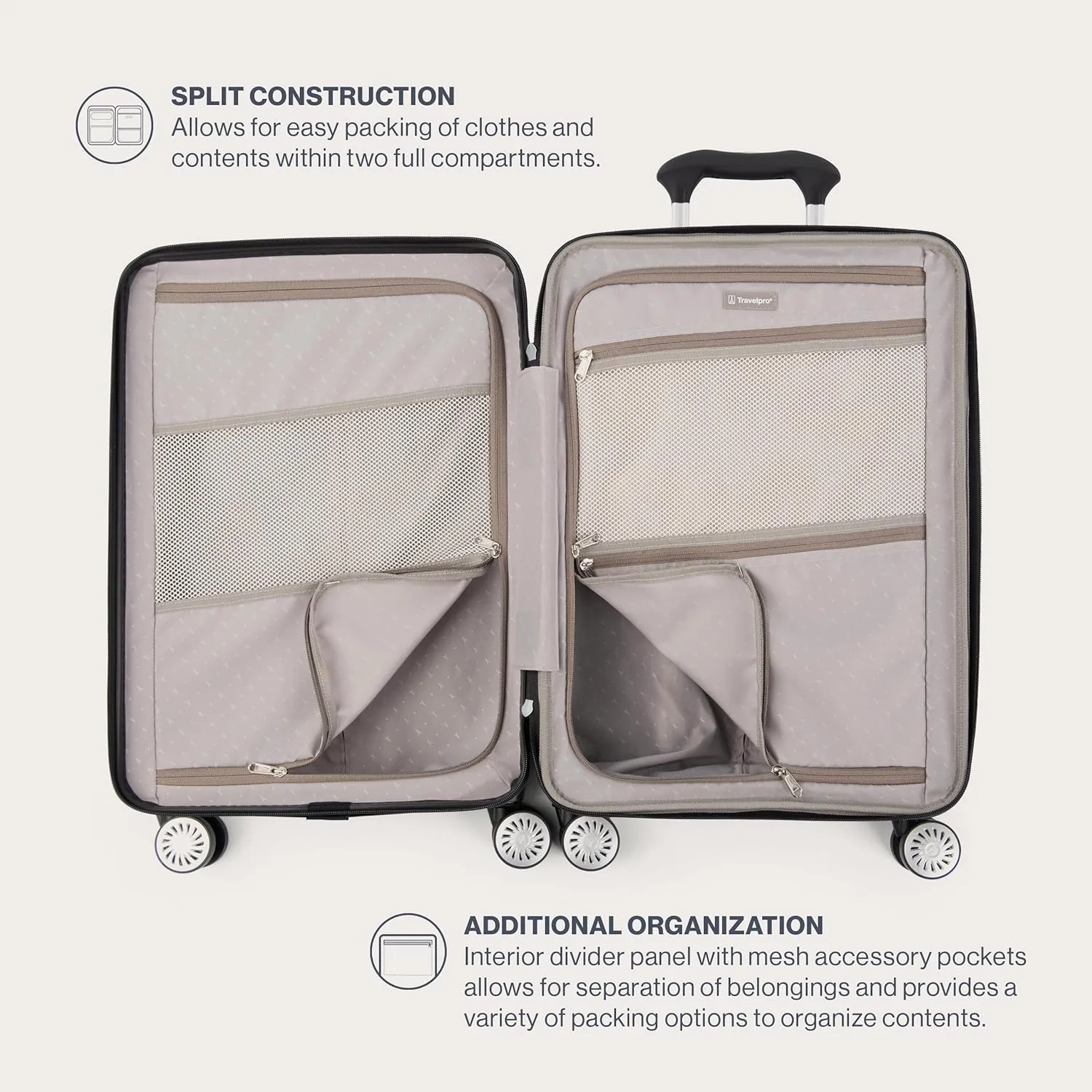 Travelpro Pathways 3 Hardside Expandable Luggage, 8 Spinner Wheels, Lightweight Hard Shell Suitcase, Checked Large 28 Inch, Champagne