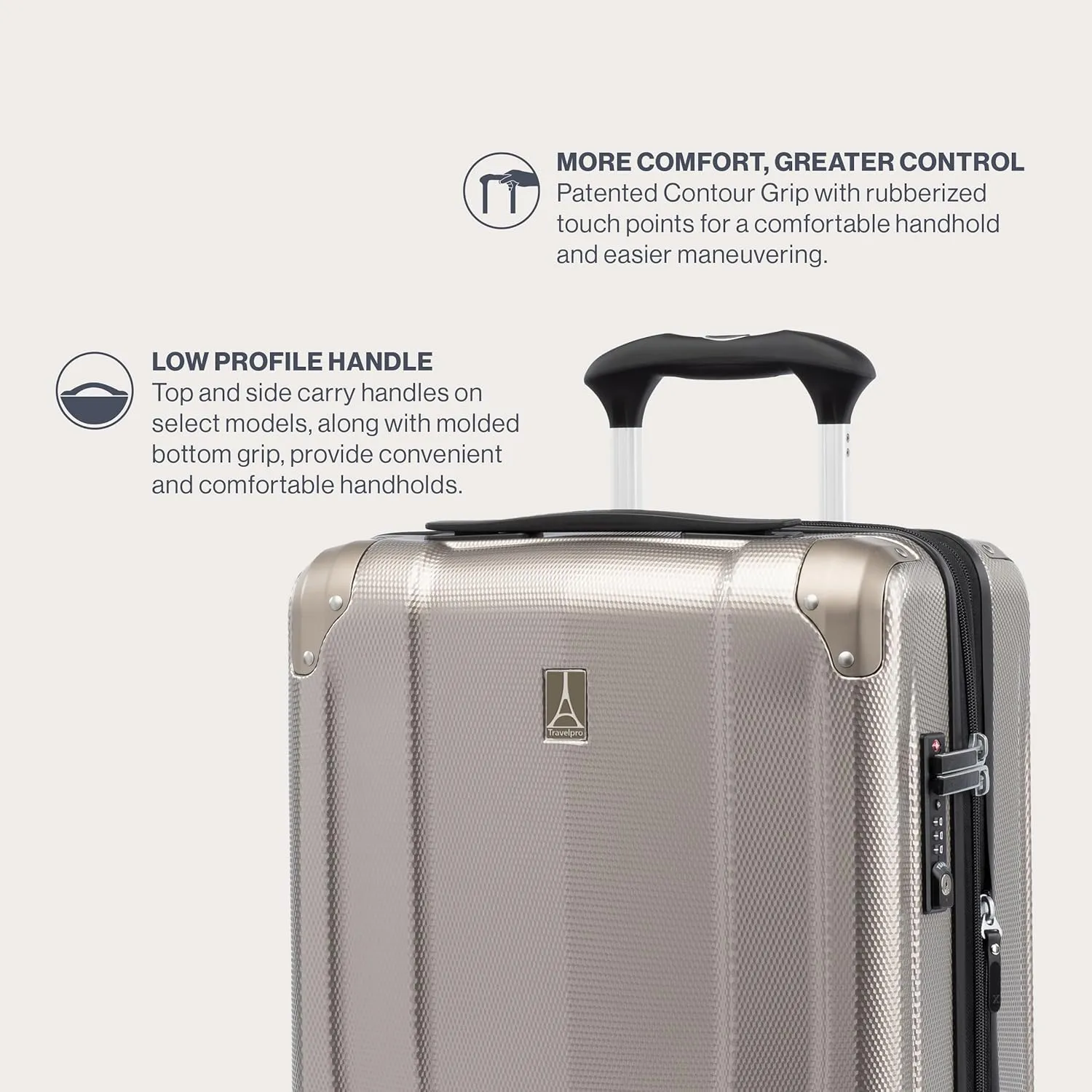 Travelpro Pathways 3 Hardside Expandable Luggage, 8 Spinner Wheels, Lightweight Hard Shell Suitcase, Checked Large 28 Inch, Champagne