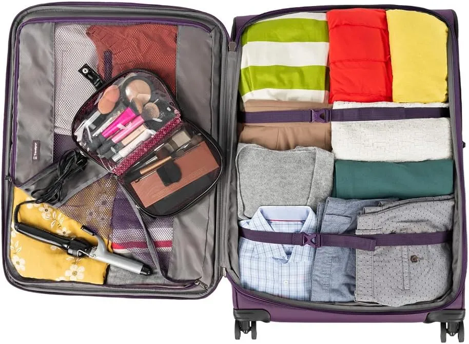 Travelpro Tourlite Softside 2-Piece Set, Expandable Luggage with 4 Spinner Wheels, Lightweight Suitcase, 21" Carry-On, 29 Check Large, Deep Purple