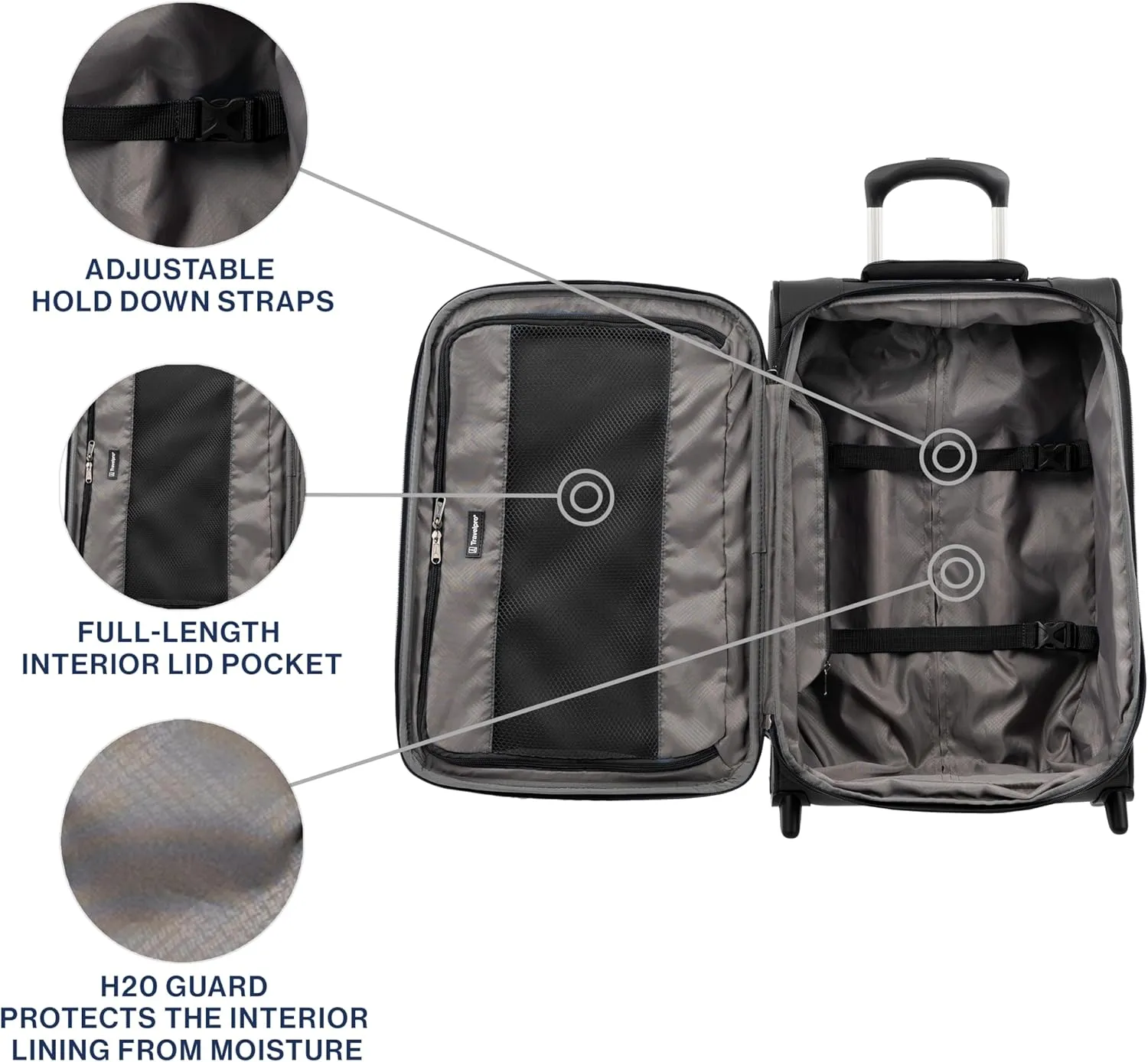 Travelpro Tourlite Softside 21" Expandable Luggage with 4 Spinner Wheels, Lightweight Suitcase, Carry-On, Black