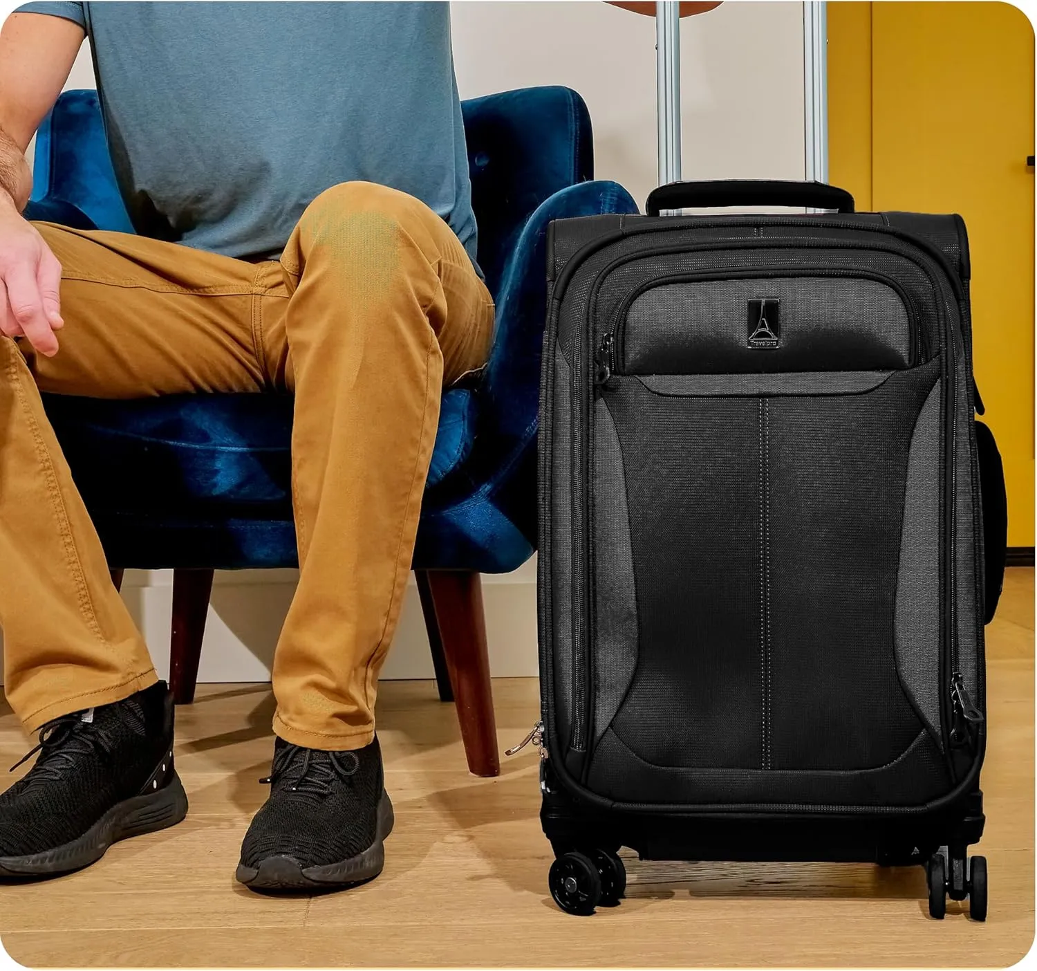 Travelpro Tourlite Softside 21" Expandable Luggage with 4 Spinner Wheels, Lightweight Suitcase, Carry-On, Black