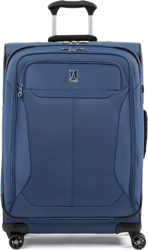 Travelpro Tourlite Softside 25" Expandable Luggage with 4 Spinner Wheels, Lightweight Suitcase, Checked Medium, Blue
