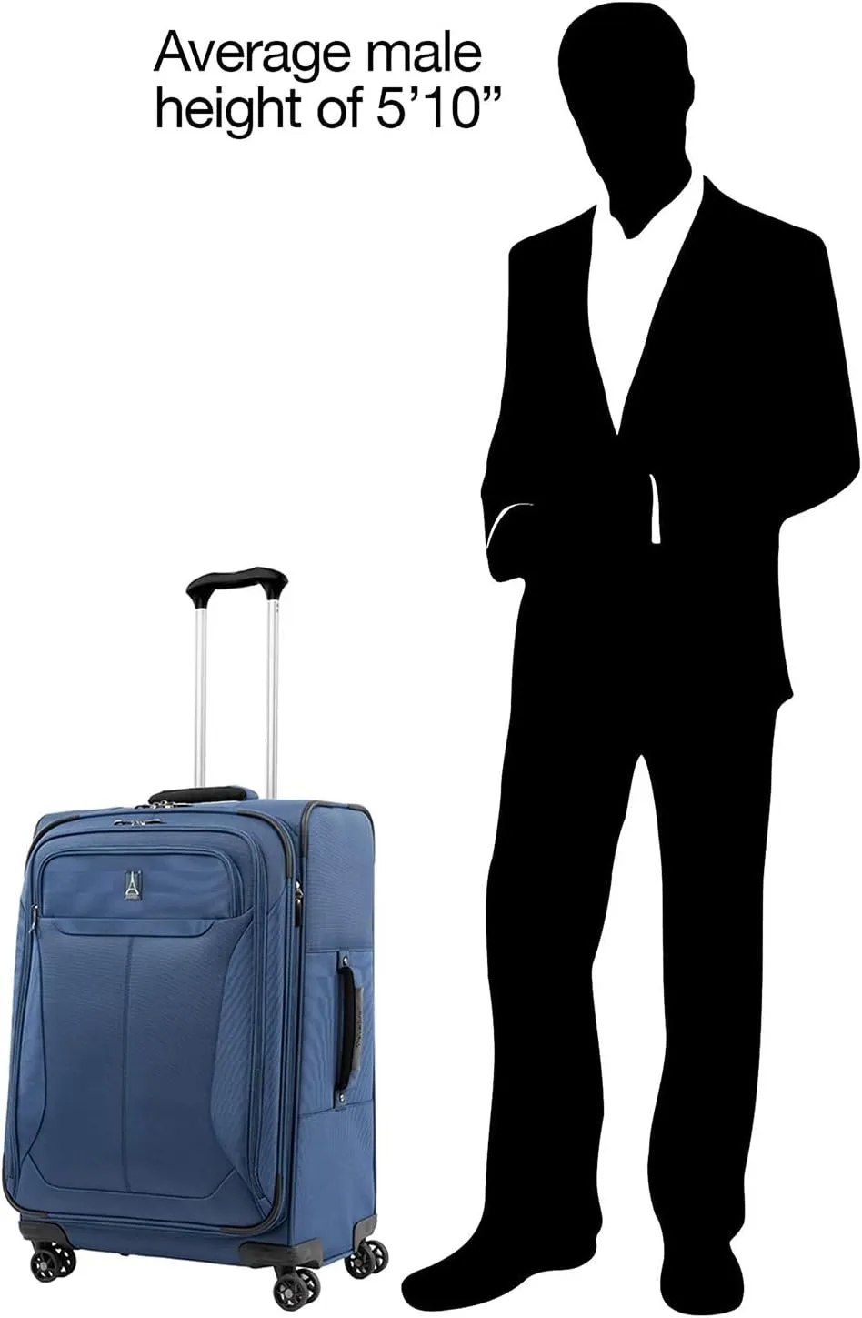 Travelpro Tourlite Softside 25" Expandable Luggage with 4 Spinner Wheels, Lightweight Suitcase, Checked Medium, Blue