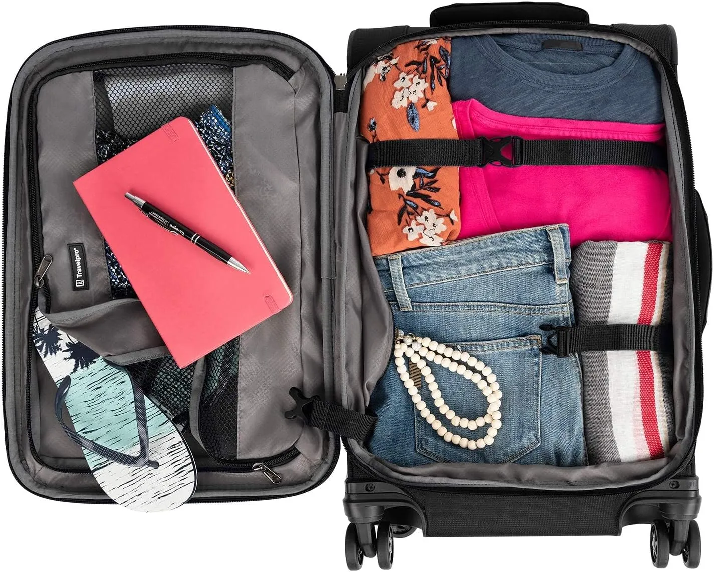 Travelpro Tourlite Softside 3-Piece Set, Expandable Luggage with 4 Spinner Wheels, Lightweight Suitcase, 21" Carry-On, 25" Checked Medium, 29 Check Large, Black
