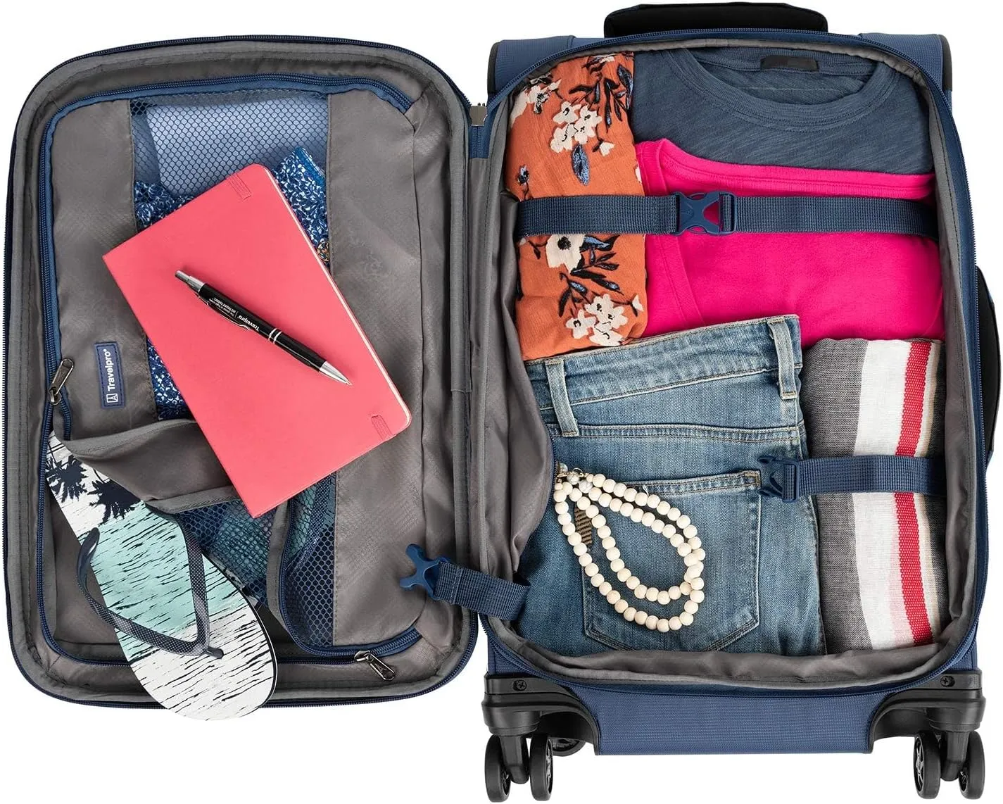 Travelpro Tourlite Softside 3-Piece Set, Expandable Luggage with 4 Spinner Wheels, Lightweight Suitcase, 21" Carry-On, 25" Checked Medium, 29 Check Large, Blue