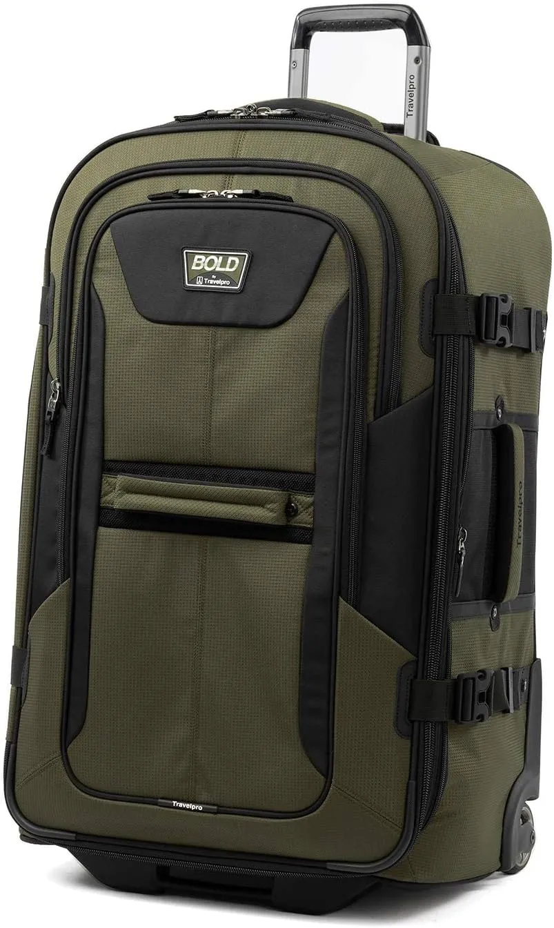Travelpro Unisex-Adult Bold Softside Expandable Rollaboard Upright Luggage (Olive/Black, 2-Piece Set (22/29))