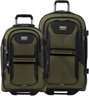 Travelpro Unisex-Adult Bold Softside Expandable Rollaboard Upright Luggage (Olive/Black, 2-Piece Set (22/29))