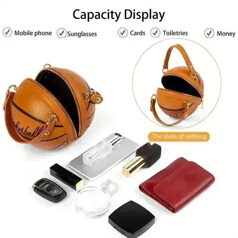 Trendy Basketball Shaped Crossbody Bag
