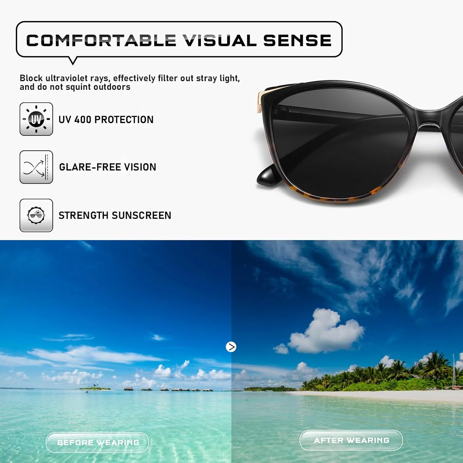 Trendy Cat Eye Sunglasses for Women Fashion Cateye UV400 Protection Glasses CL22017