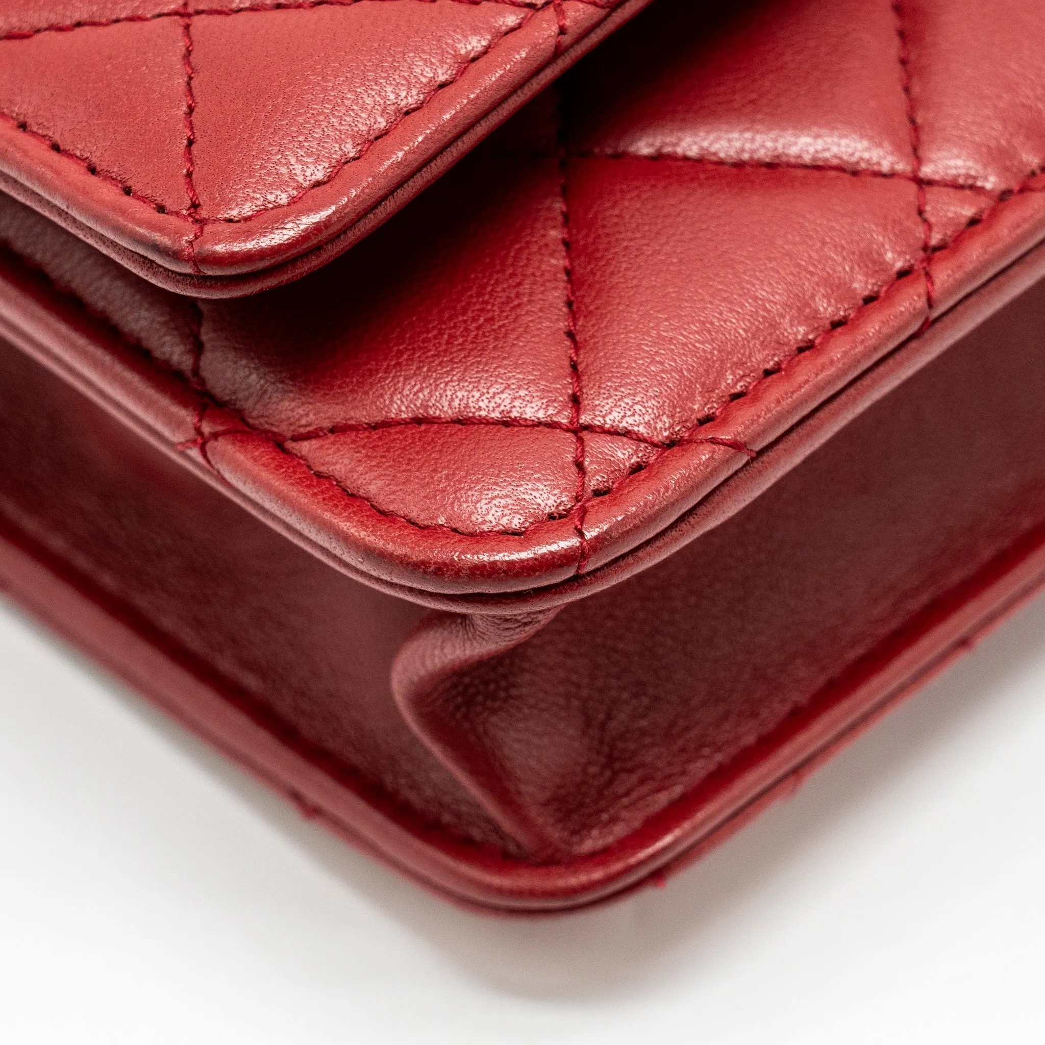 Trendy Chain CC Lambskin Economical shipping Top choice Wallet On L Red Chanel