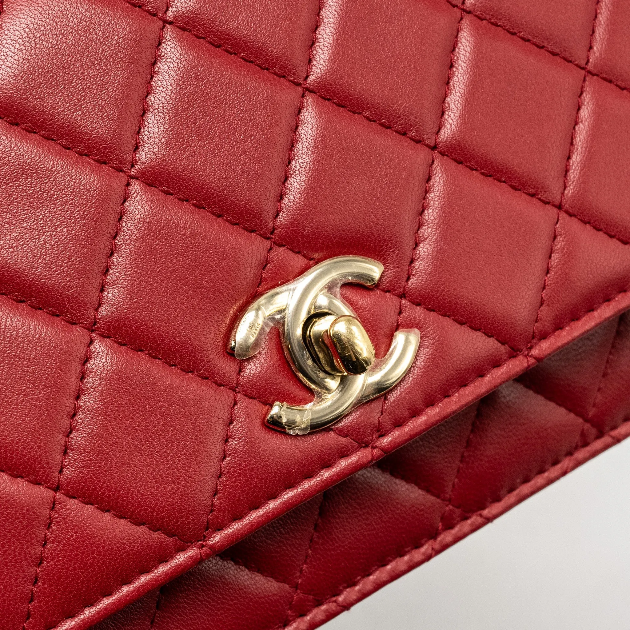 Trendy Chain CC Lambskin Economical shipping Top choice Wallet On L Red Chanel