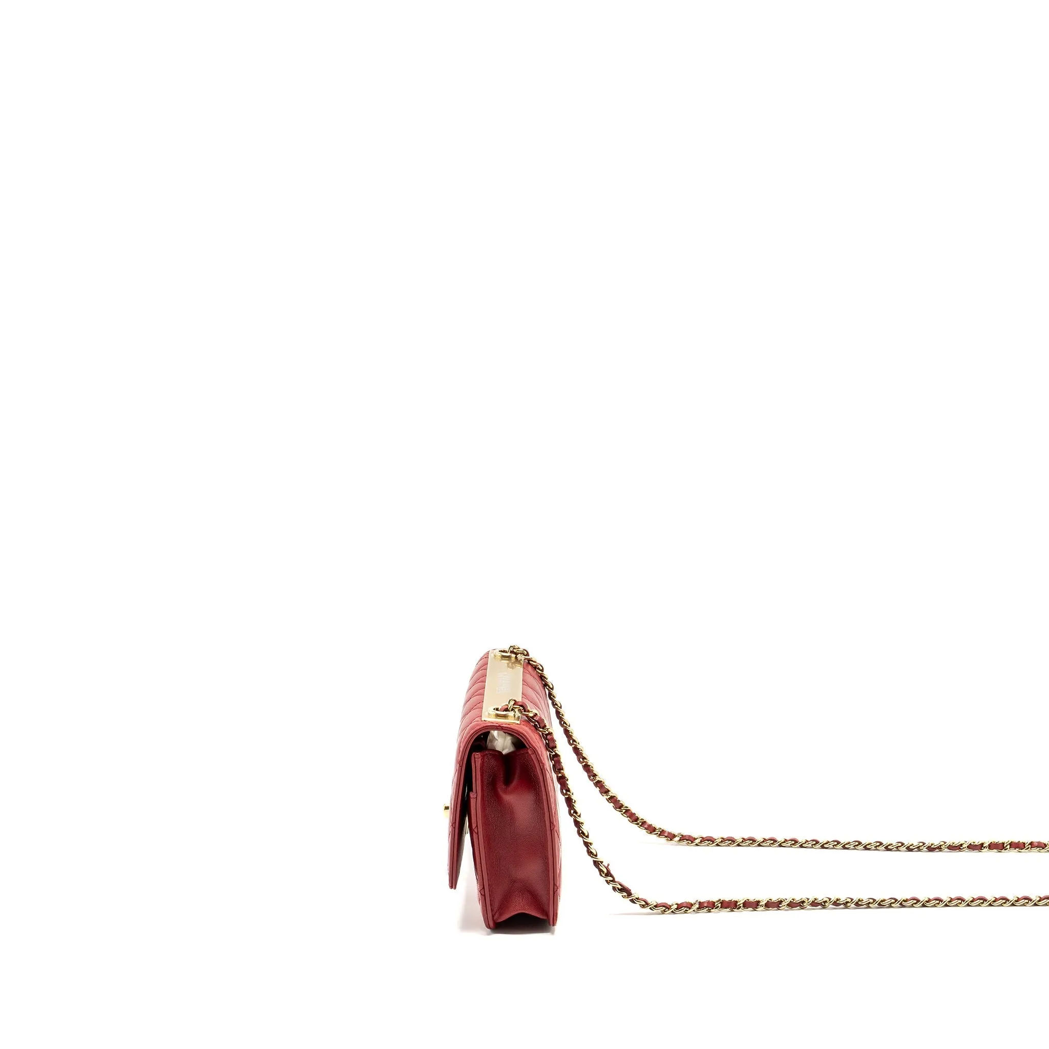 Trendy Chain CC Lambskin Economical shipping Top choice Wallet On L Red Chanel