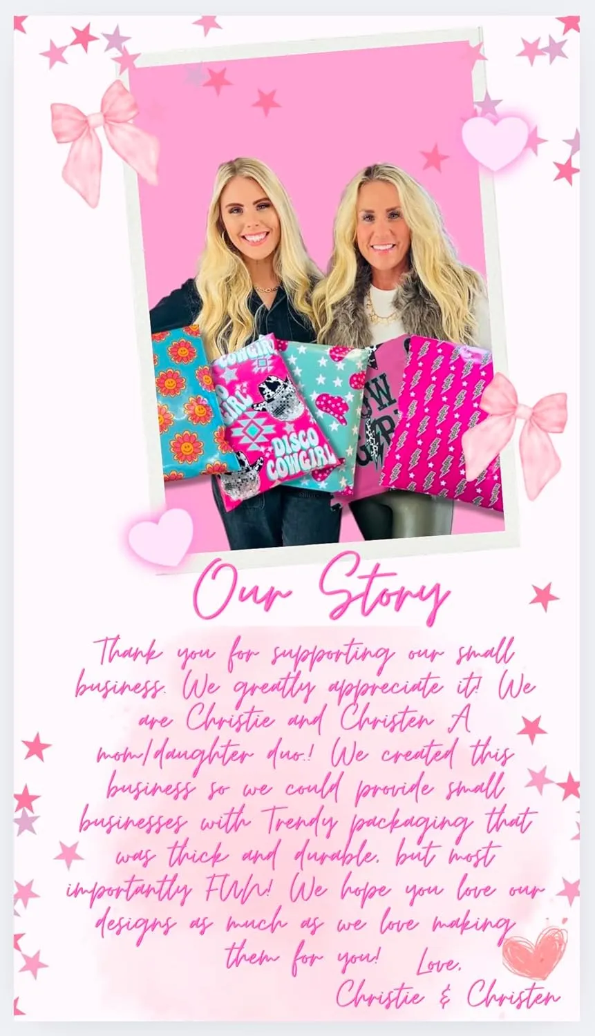 Trendy Chick Mailers - 100 pack die cut Merchandise and Shopping Bags/Perfect for Retail Stores, Boutiques, Gift Shops, Clothing and Merchandise | Western, Cute and Trendy (a lil Ranchy, 12x15)