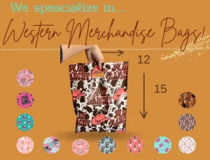 Trendy Chick Mailers - 100 pack die cut Merchandise and Shopping Bags/Perfect for Retail Stores, Boutiques, Gift Shops, Clothing and Merchandise | Western, Cute and Trendy (a lil Ranchy, 12x15)