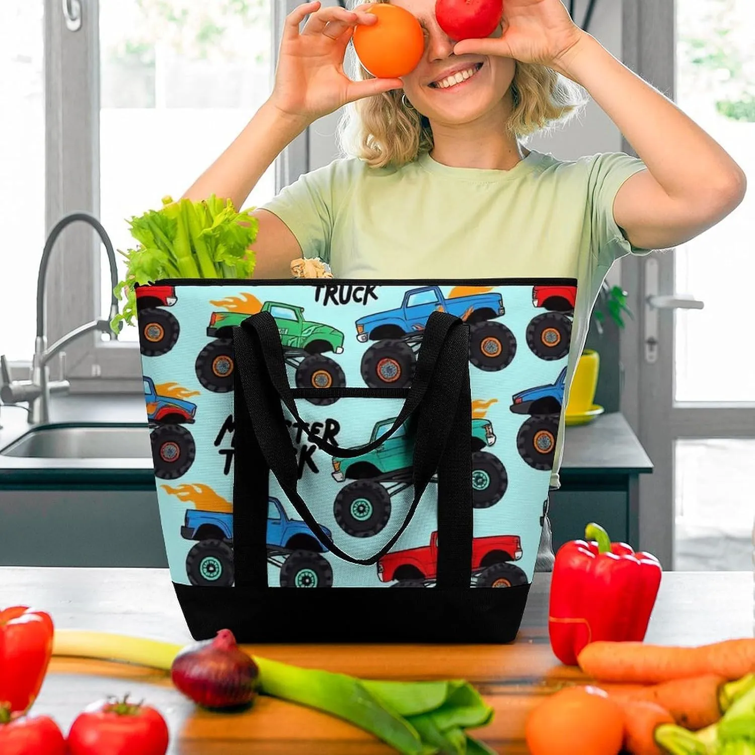 Trendy Commuter Tote Bag Large Insulated Shopping Bag For Travel