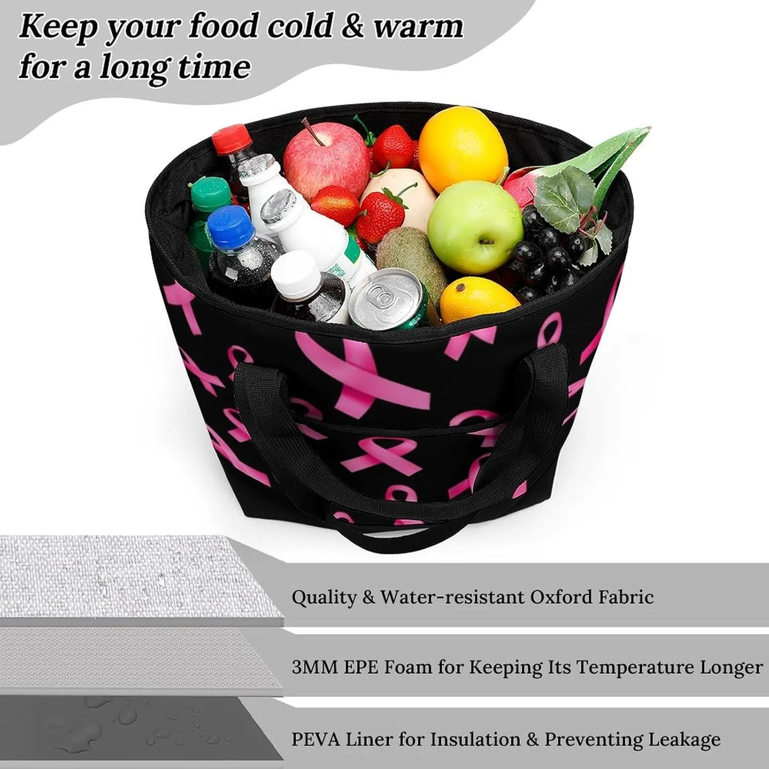 Trendy Commuter Tote Bag Large Insulated Shopping Bag For Travel
