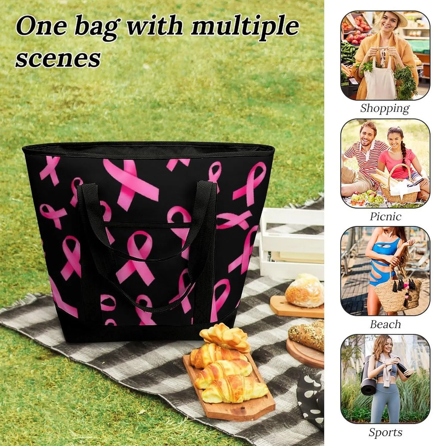 Trendy Commuter Tote Bag Large Insulated Shopping Bag For Travel