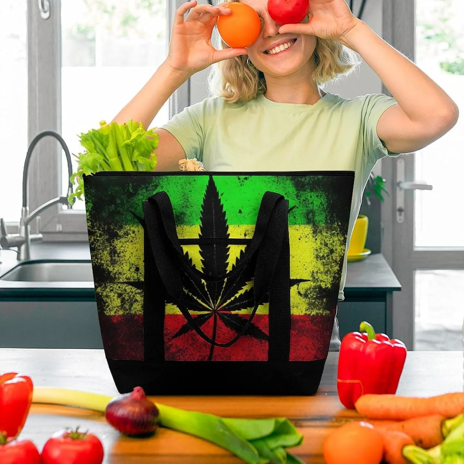 Trendy Commuter Tote Bag Large Insulated Shopping Bag For Travel