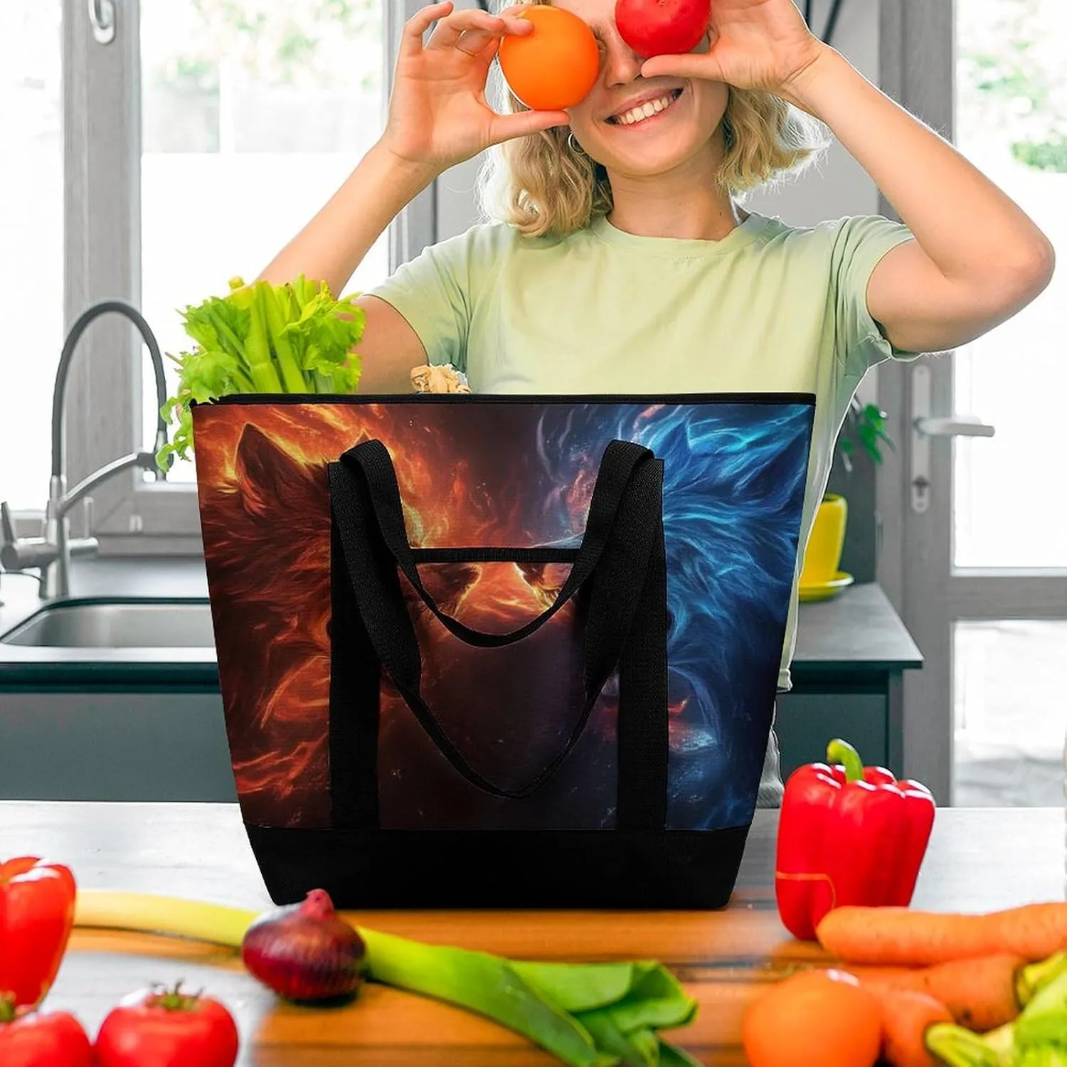 Trendy Commuter Tote Bag Large Insulated Shopping Bag For Travel