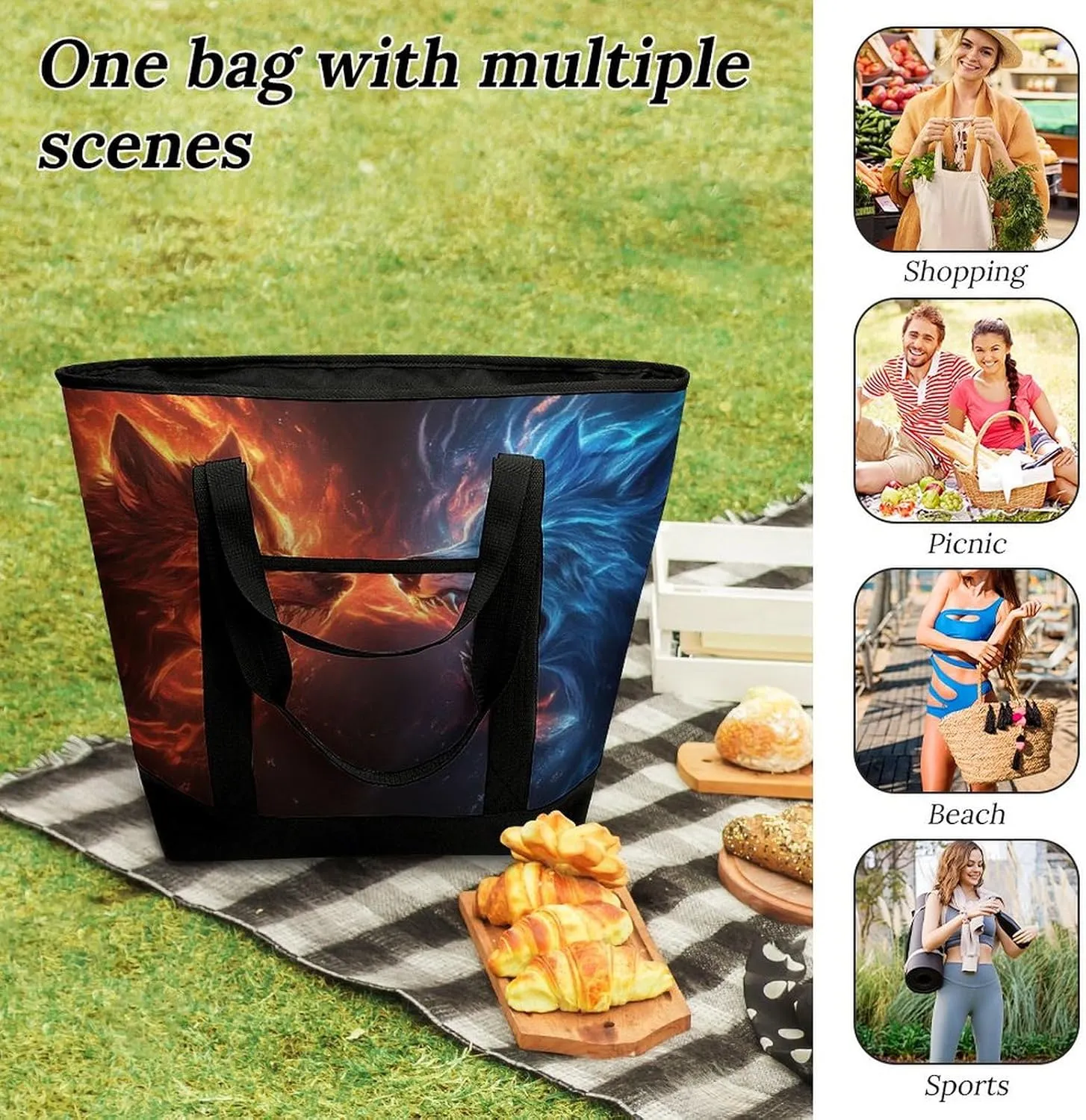 Trendy Commuter Tote Bag Large Insulated Shopping Bag For Travel