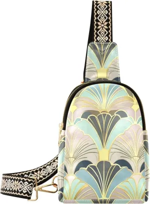 trendy Geometric Green Abstraction cross body bag fashion crossbody fanny pack for for hiking
