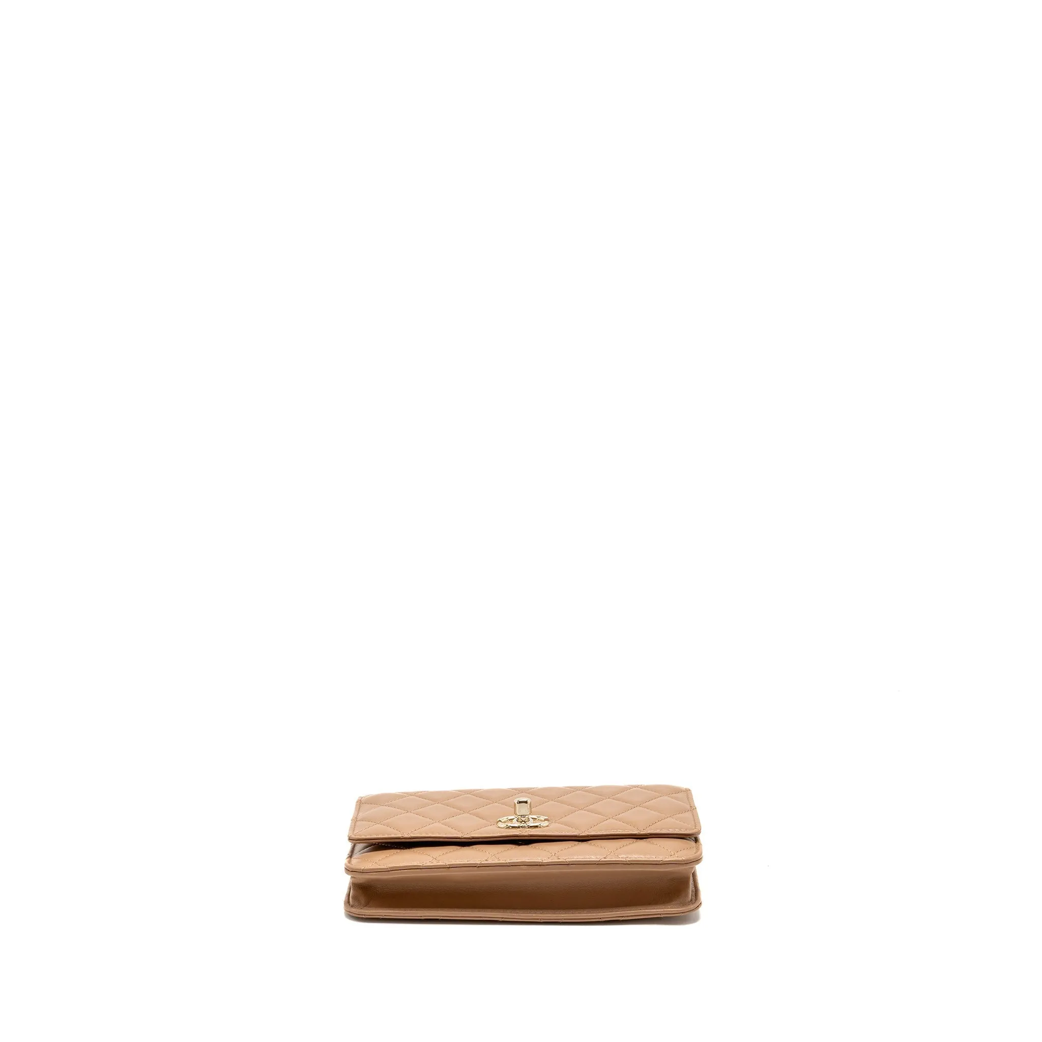 Trendy Wallet CC Chanel Lambskin Beige Dark On Chain Massive bargain Steep discount