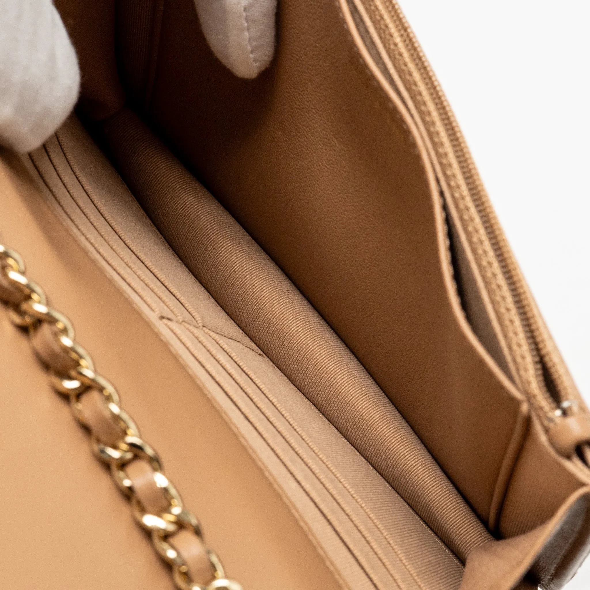Trendy Wallet CC Chanel Lambskin Beige Dark On Chain Massive bargain Steep discount