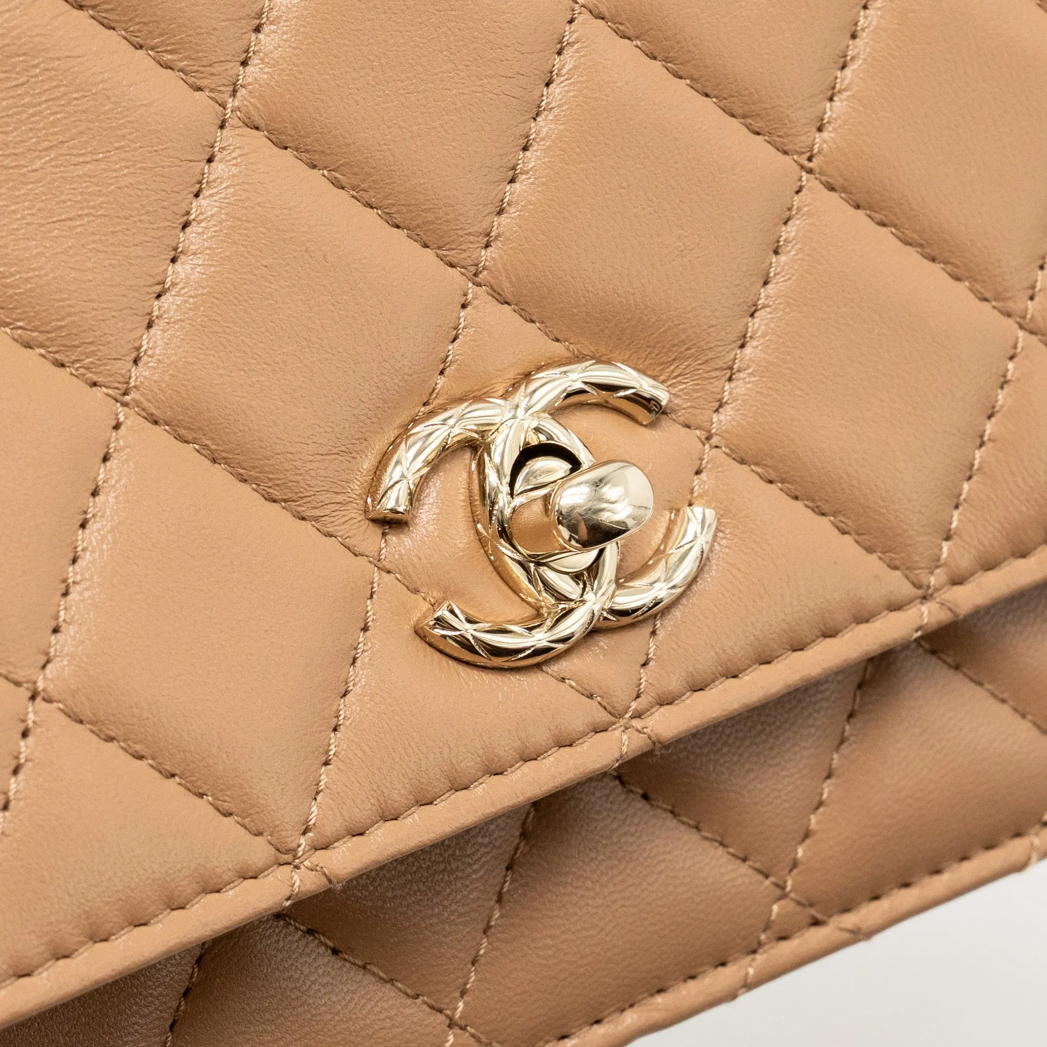 Trendy Wallet CC Chanel Lambskin Beige Dark On Chain Massive bargain Steep discount