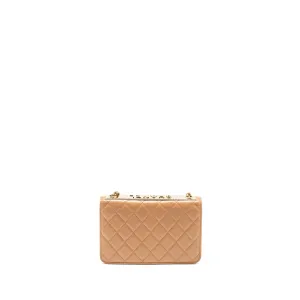 Trendy Wallet CC Chanel Lambskin Beige Dark On Chain Massive bargain Steep discount