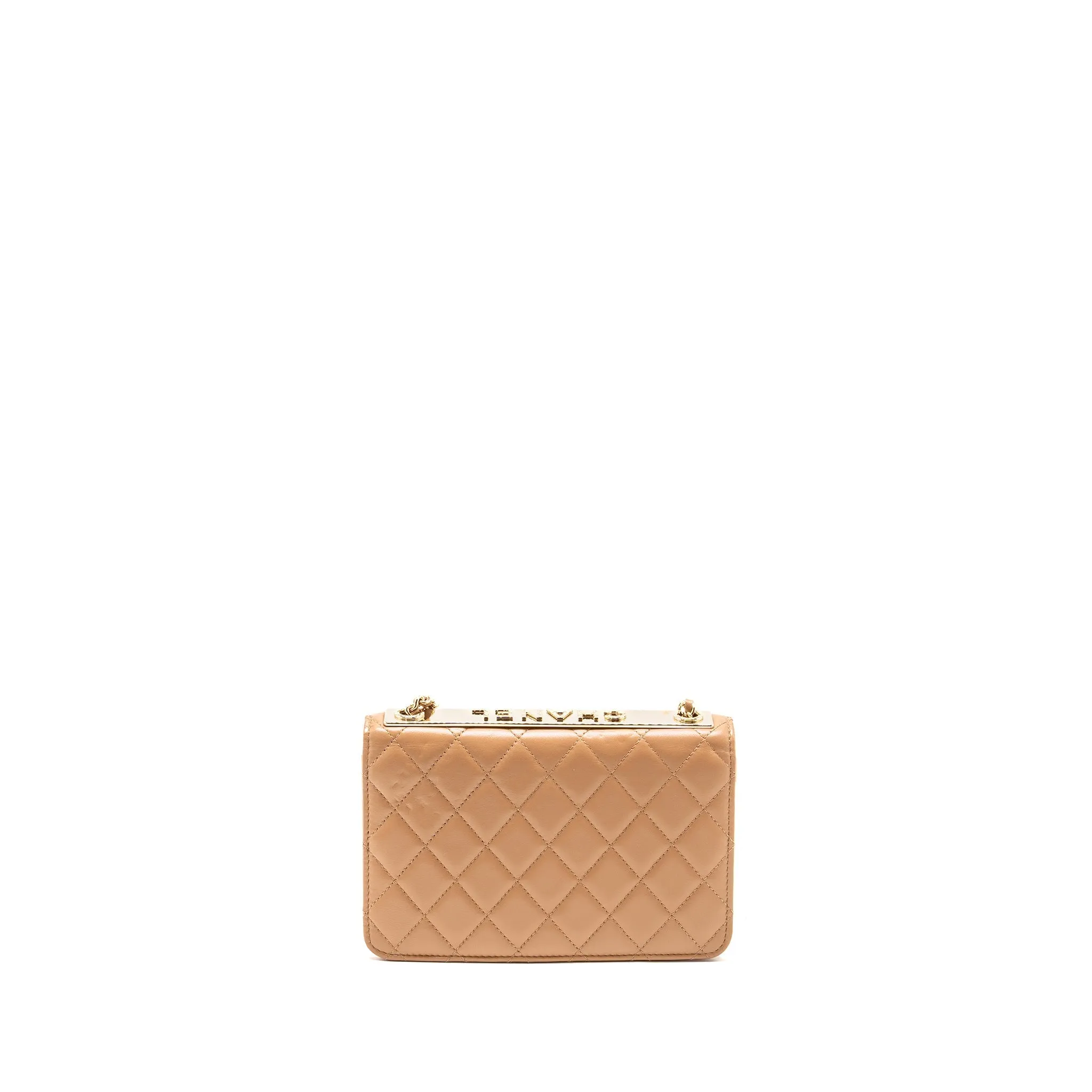 Trendy Wallet CC Chanel Lambskin Beige Dark On Chain Massive bargain Steep discount