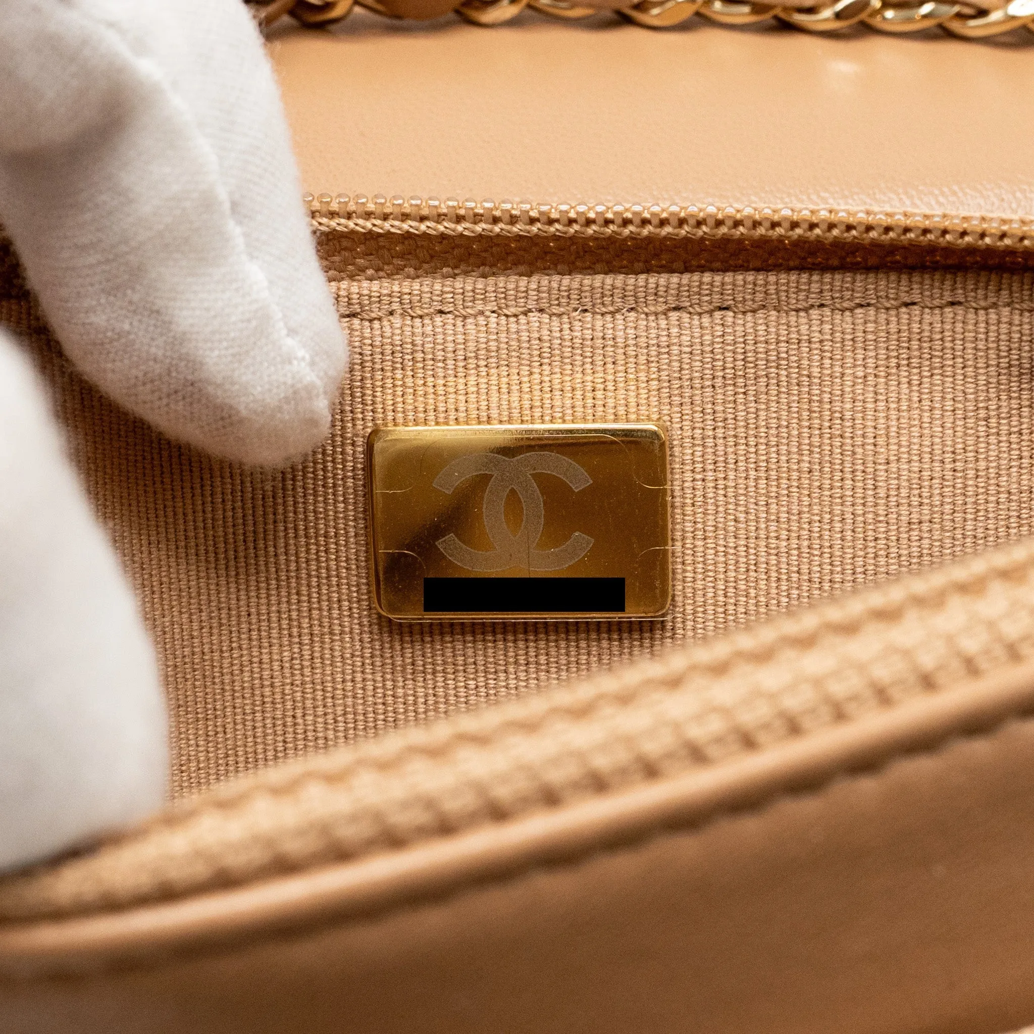 Trendy Wallet CC Chanel Lambskin Beige Dark On Chain Massive bargain Steep discount