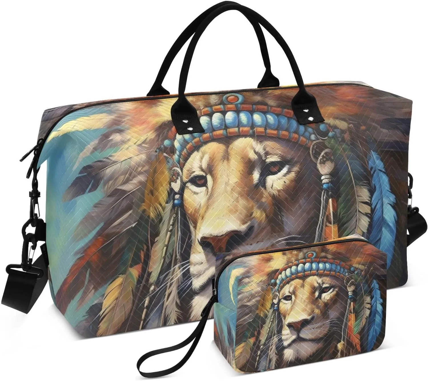 Tribal Lion Duffel Bag for Travel Gym Sport, Weekender Travel Bags Carry on Overnight Bag