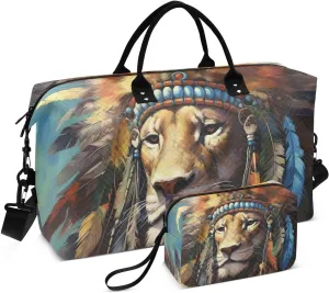 Tribal Lion Duffel Bag for Travel Gym Sport, Weekender Travel Bags Carry on Overnight Bag