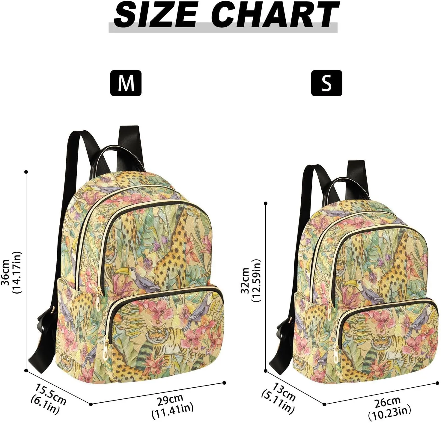 Tropical Flowers Of Orchids Palm Liana Tiger Giraffe Mini Backpack for Women, Travel Backpack Purse Daypack Shoulder Bag for Ladies