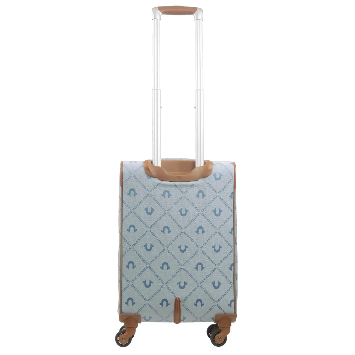 True Religion Light Blue 23" Soft Sided Logo Monogram Spinner Luggage